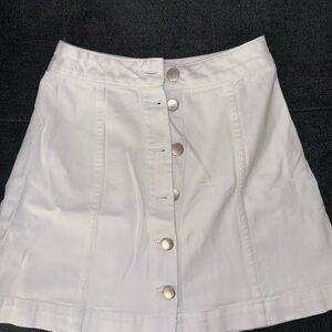 White Denim Mini Skirt - high waist